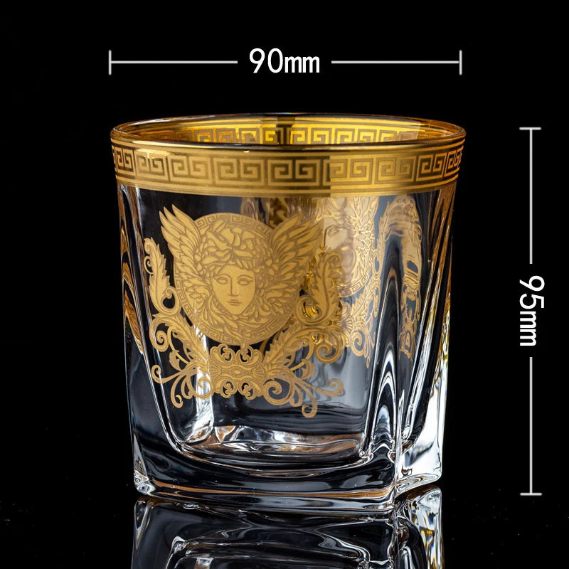 Painted Gold Glass Whisky Medusa Head Wine Glass Cup Foreign Wine Glass Multi-function Beer Glass Water Glass